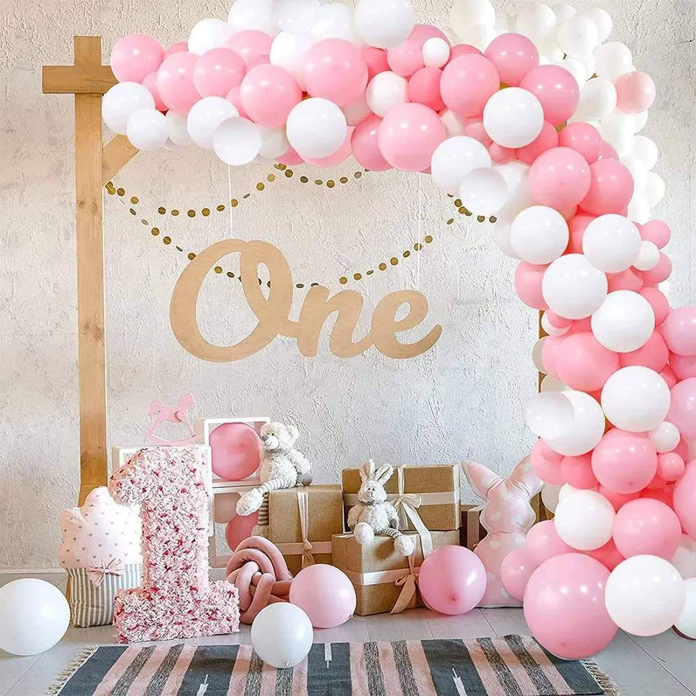 Kit De Arco De Guirnalda De Globos Rosados Y Blancos, 133 Piezas, Globos De Látex Con Confeti Rosa Y Dorado Metalizado Para Baby Shower De Niña. - España