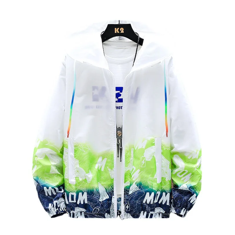 Sun Protection Clothing Men's Lightweight Ice Silk Jacket 2023 Summer New Fashion Printed Coat Sun Protection Wind Shield