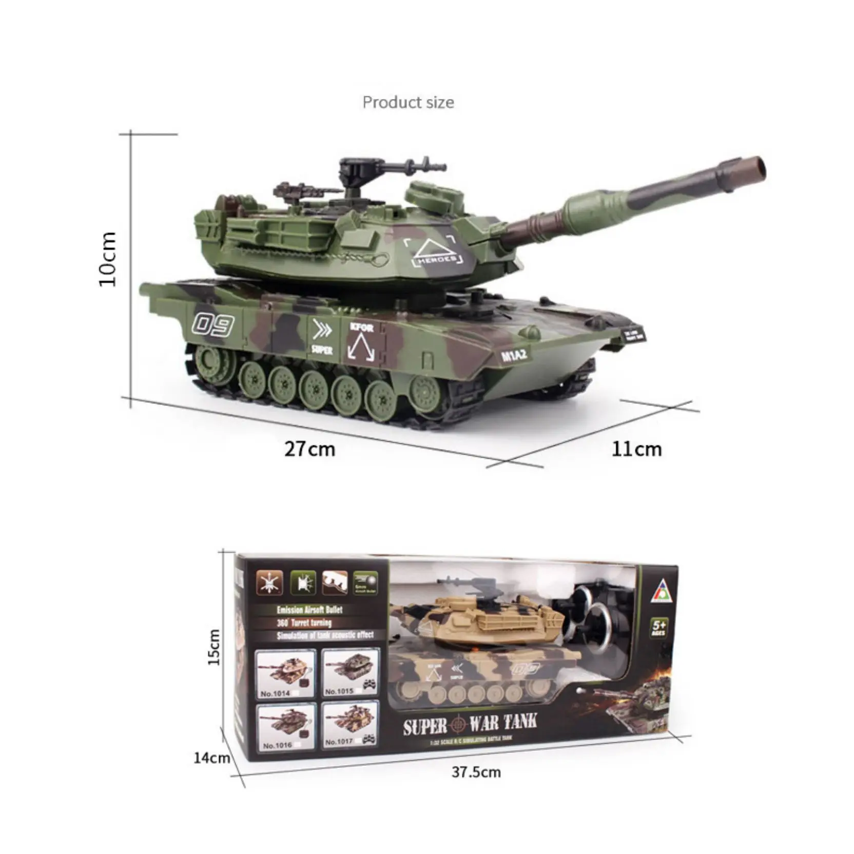 1:32 Military RC Tank Heavy Large Remote Control Toy Car with Shoot Bullets Model Metal Diecast Vehicles Hobbies Collection 6