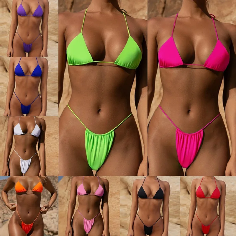 

Young Lady Sexy Classic Thong Bikini Set New Split Women's Swimsuit Bandage Style Brazilian Swimwear Women's Beachwear