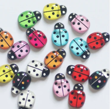 

100pcs Resin Cute Colorful Beautiful Red Beetle Flat Back Rhinestone Appliques Wedding Scrapbook Craft DIY