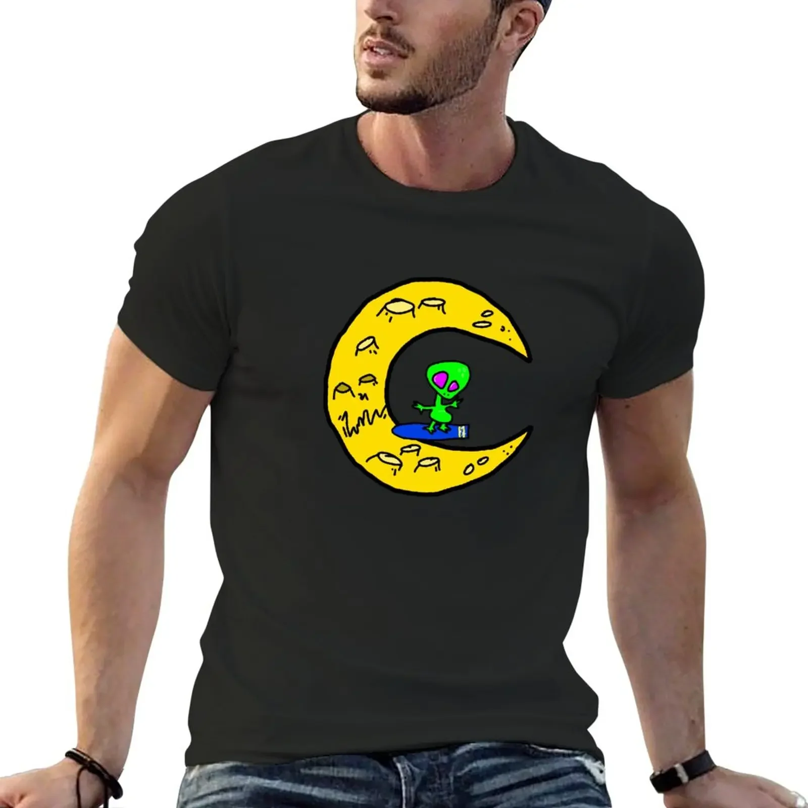 

Crescent Moon Surfing Evo! T-Shirt shirts graphic tees plus size tops summer clothes slim fit t shirts for men