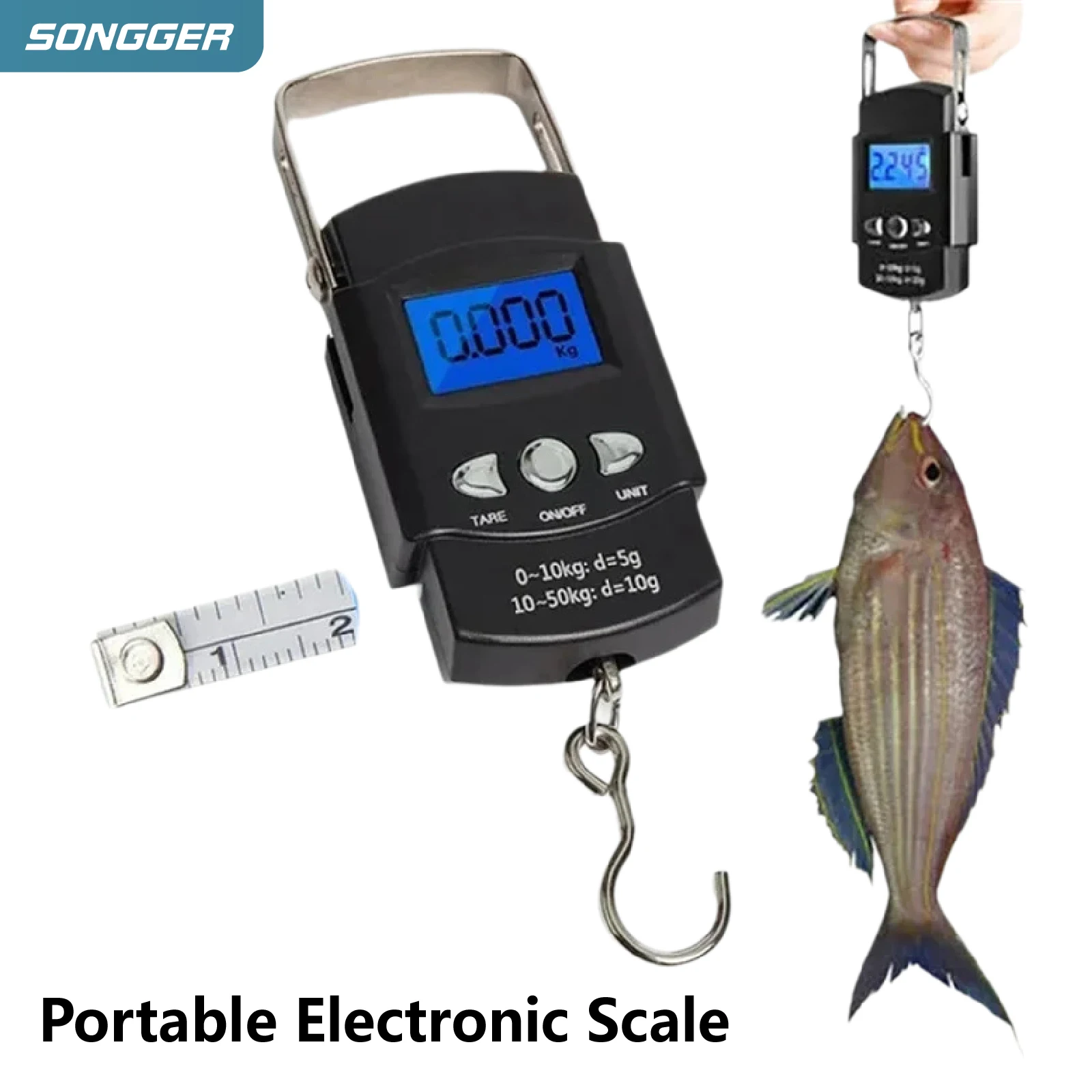 Portable Digital Hanging Luggage Scale with LCD Backlight and Hook - 50kg Capacity