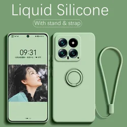 Premium Liquid Silicone Case with Ring Holder and Strap - Durable and Stylish Protection for Mi 11 Lite 5G NE (Matcha Green)