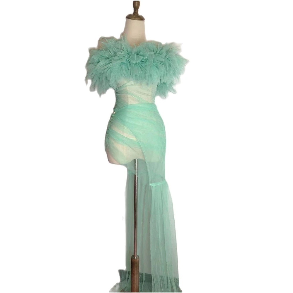 Lace See Through With Gloves Women dance costume Latin Jazz Dance stage performance costume Lyrical Carnival Drag Queen Outfit Contemporary Dancewear