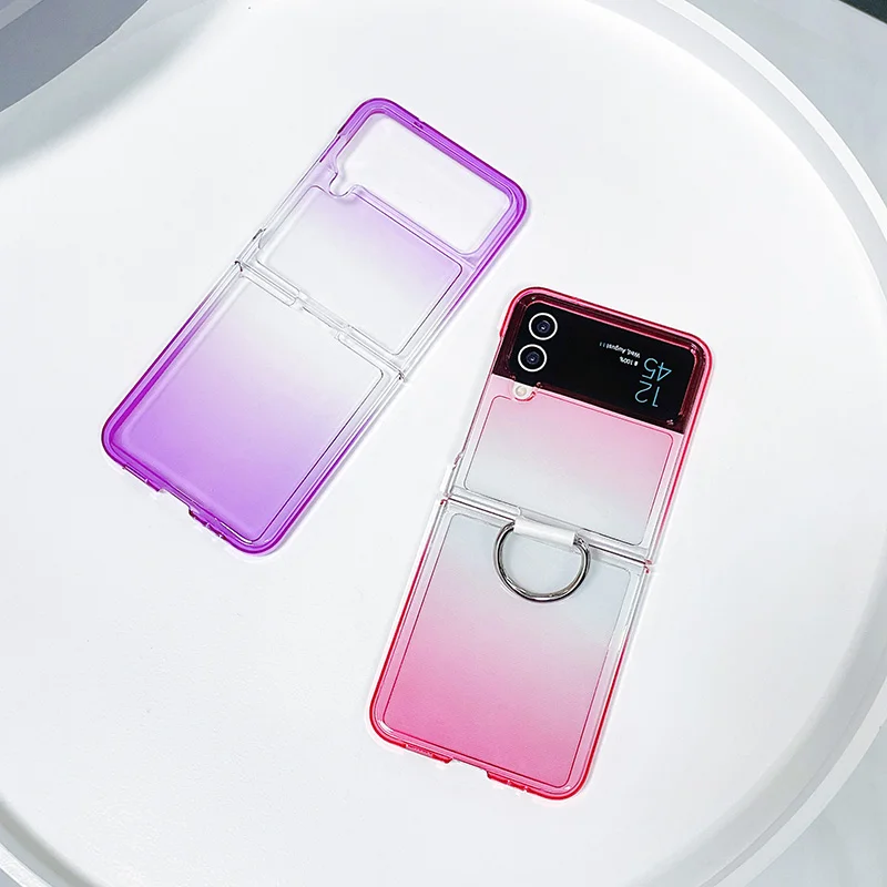 

Прозрачный чехол с градиентом для телефона Samsung Galaxy Z, флип-чехол 4, флип 3 с кольцом, Ультратонкий Прозрачный чехол Fold3 Fold4, задняя крышка