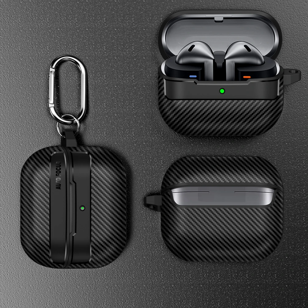 New Carbon Fiber Earphone Protective Cover For Samsung Galaxy Buds 3 / Buds 3 Pro Cover With Keychain Accessories Shockproof Bag Best Sellers In Consumer Electronics