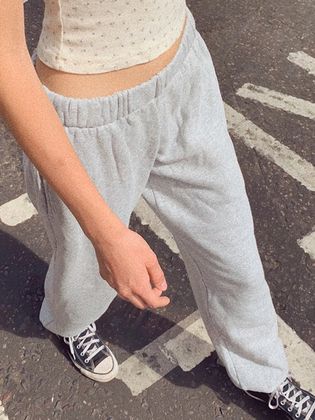 

Gray Elastic Hem Sport Pants Women Four Season Cotton High Waist Casual Harem Pant Simple Streetwear Basic Long Sweatpants Y2k