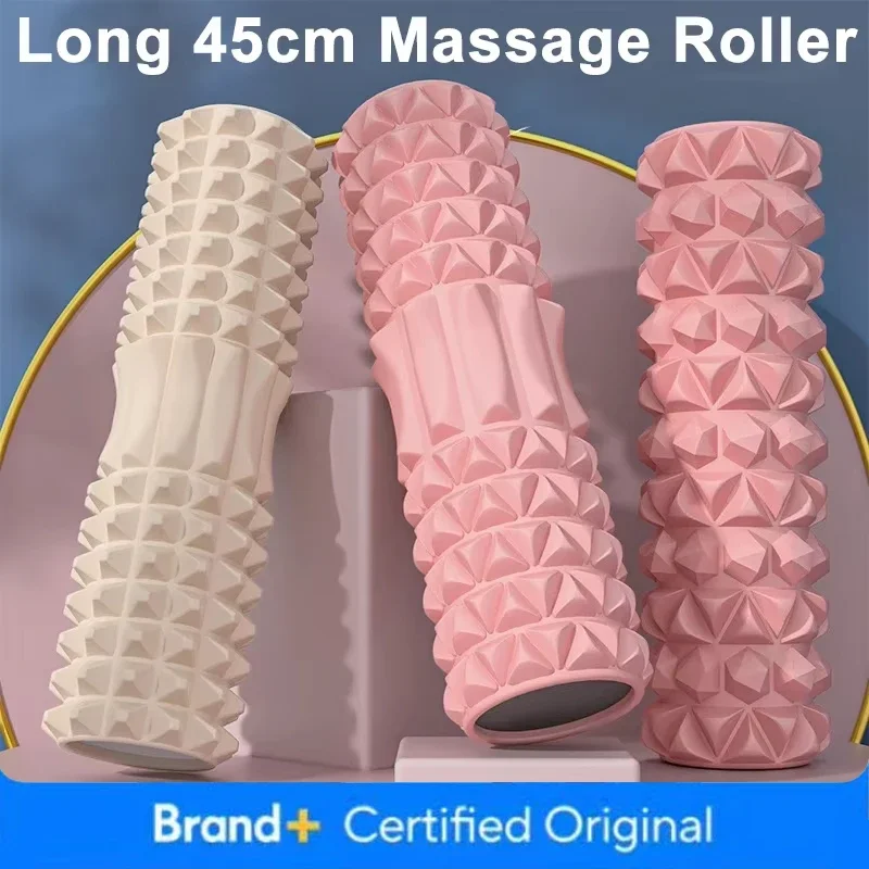 45cm High Density Foam Roller Yoga Column Deep Massage Fitness Equipment Sport EVA Block Muscle Relaxation Pilates Gym Exercises