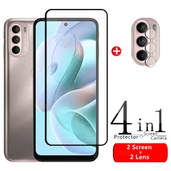 4-in-1 Tempered Glass Screen Protector & Lens Cover - 9H Full Glue Durability for 1 Glass and 1 Lens (For Moto G41)