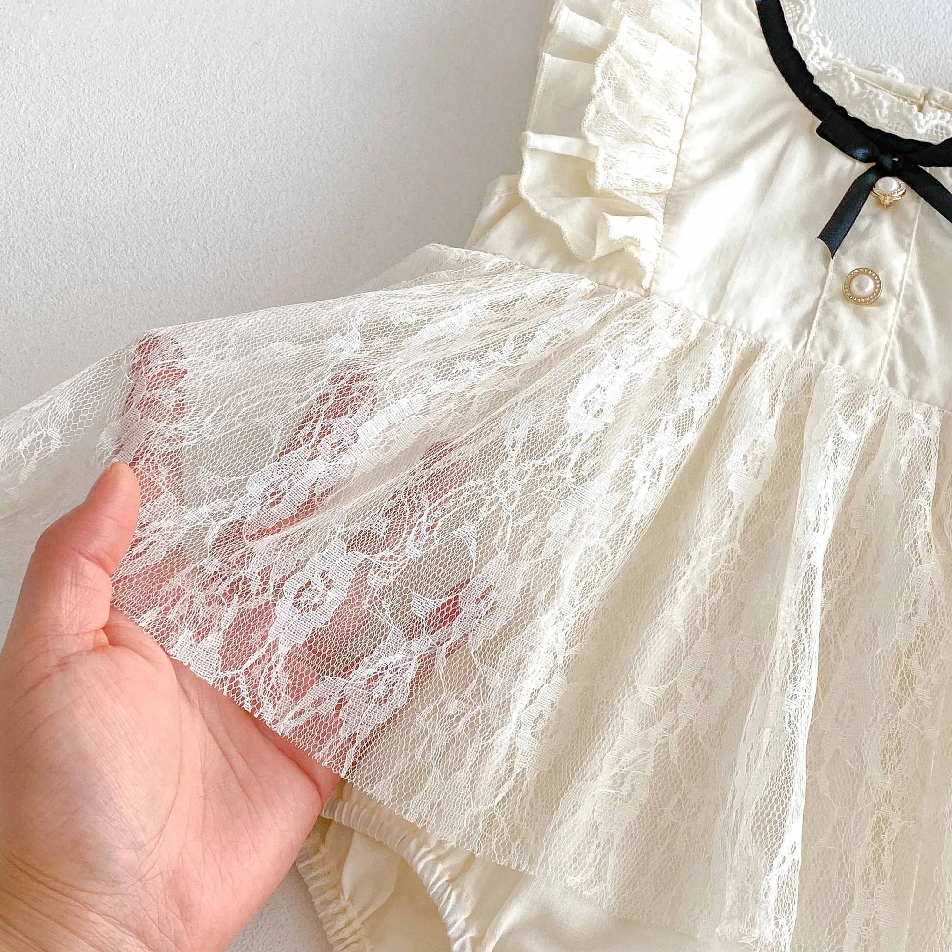 Baby Girls Summer Thin Bodysuit Jumpsuit Lace Skirt