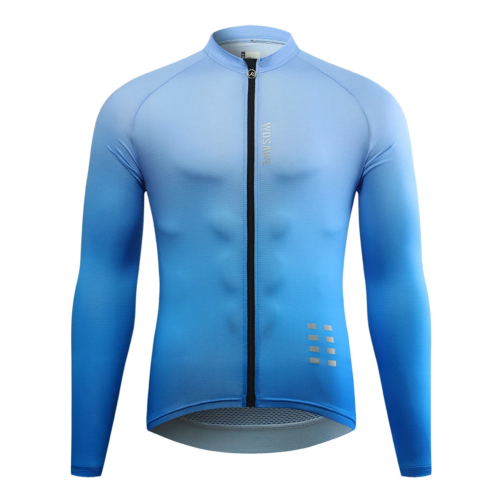 thumbnail image 1 of WOSAWE Otoño Blanco Manga Larga Jersey Ropa Carrera Hombres Ciclismo Jersey Pro Equipo Carretera Bicicleta Ciclismo Ropa Malla Transpirable, 1 of 5