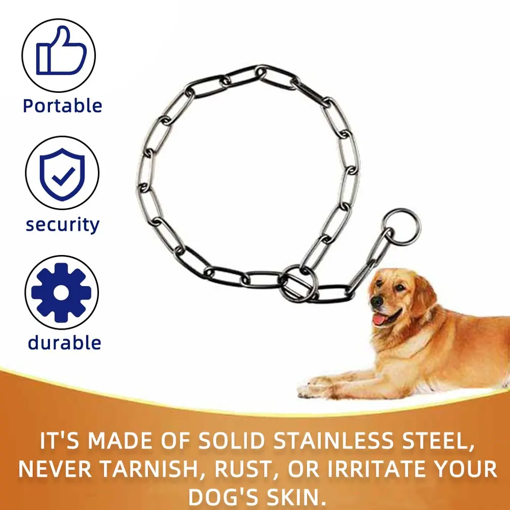 Heavy Metal Duty Solid Stainless Steel Dog Choke Chain Collar Pet