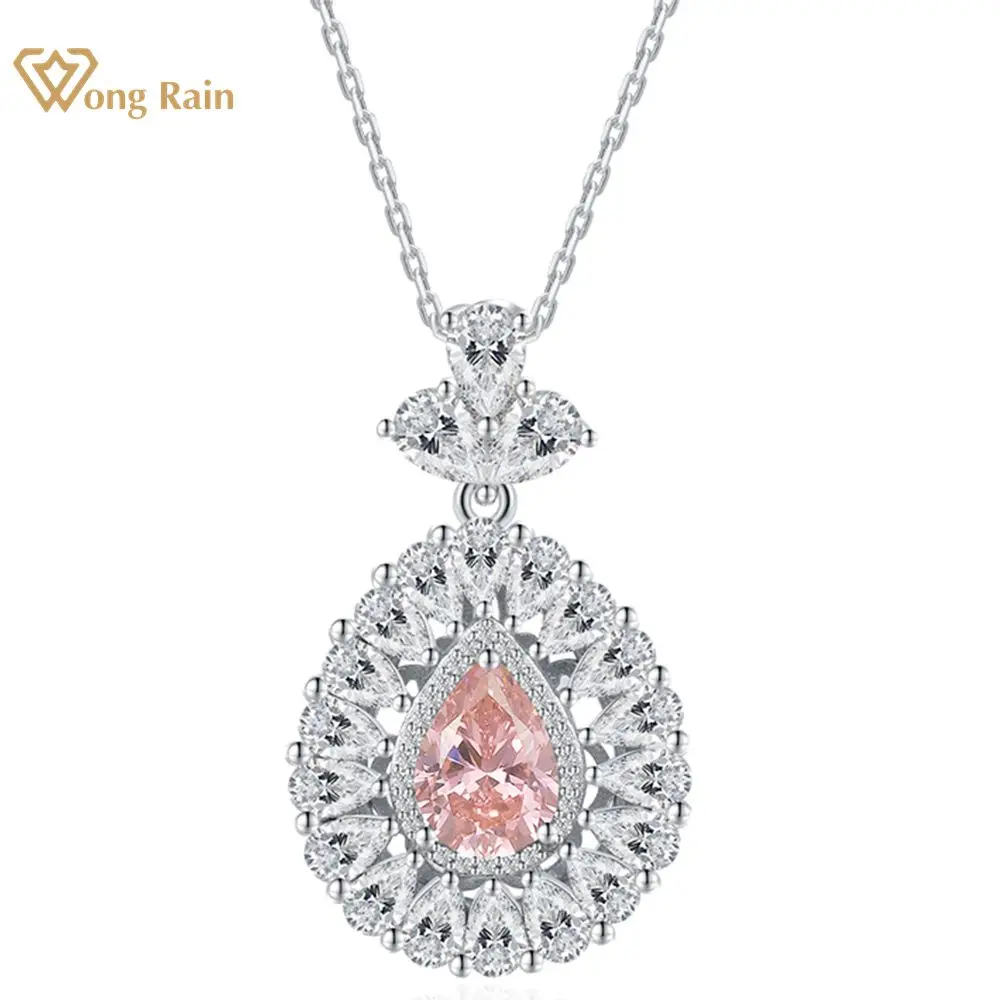 

Wong Rain, романтичное, 100% Стерлинговое Серебро 925 пробы, 7*10 мм, подвеска с подвеской в виде груши и падпарадшы, для женщин, хорошее ювелирное изделие, подарки