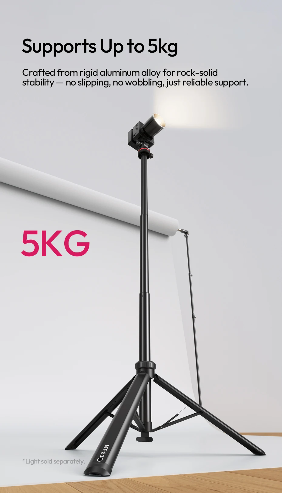 Auto-Open Tripod 2M Ground Tripod Light Stand Selfie for Camera Smartphone Video