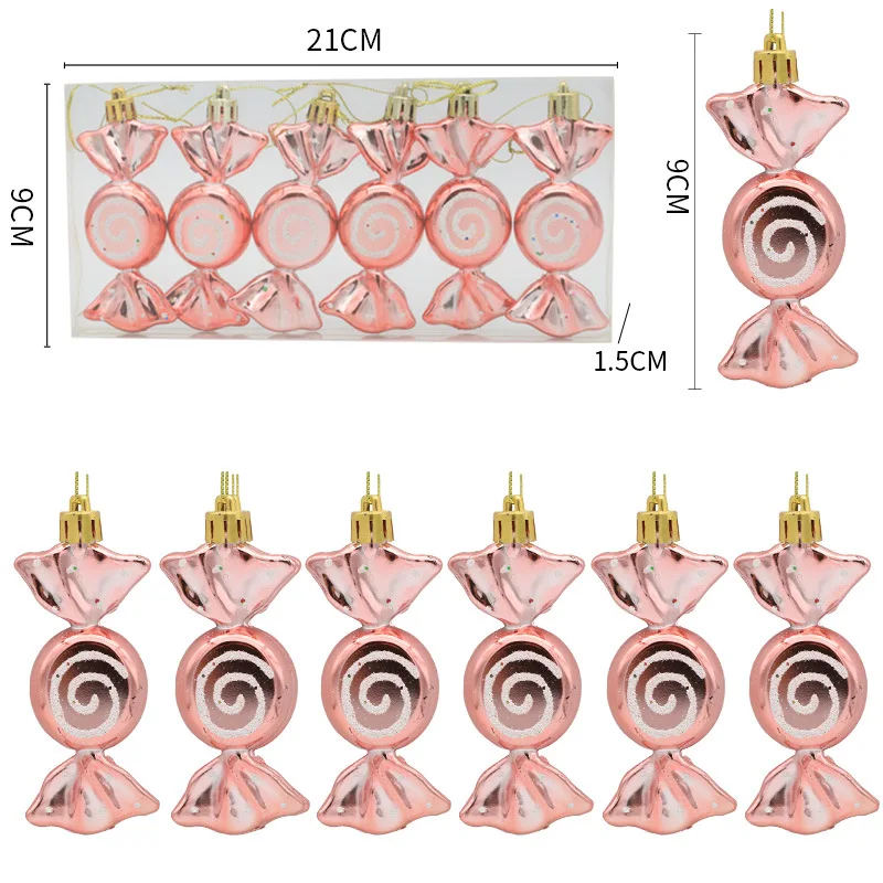 thumbnail image 1 of Adorno de árbol de Navidad con forma de piruleta de arcilla suave simulada, bastón de caramelo rojo y blanco, colgantes para árbol de Navidad, decoración navideña 2025 para el hogar, 1 of 5