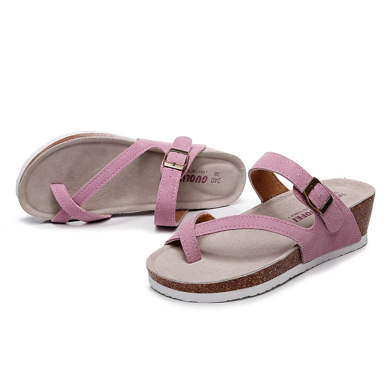 2023 New Summer Women Wedge Beach Slipper Shoe Casual Cork Med Heel Outdoor Clogs Flip Flops Footwear 5