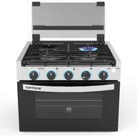 RV 3-Burner Drop-In Gas Range 17"Black with Stainless Steel Accents Dual LED Knobs Easy-Clean Oven Propane-Powered CSA Certified 1