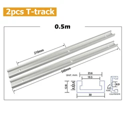 Premium Aluminum Alloy Miter Track T-slot for Woodworking and DIY Projects (2pcs 30 T-track 50cm)