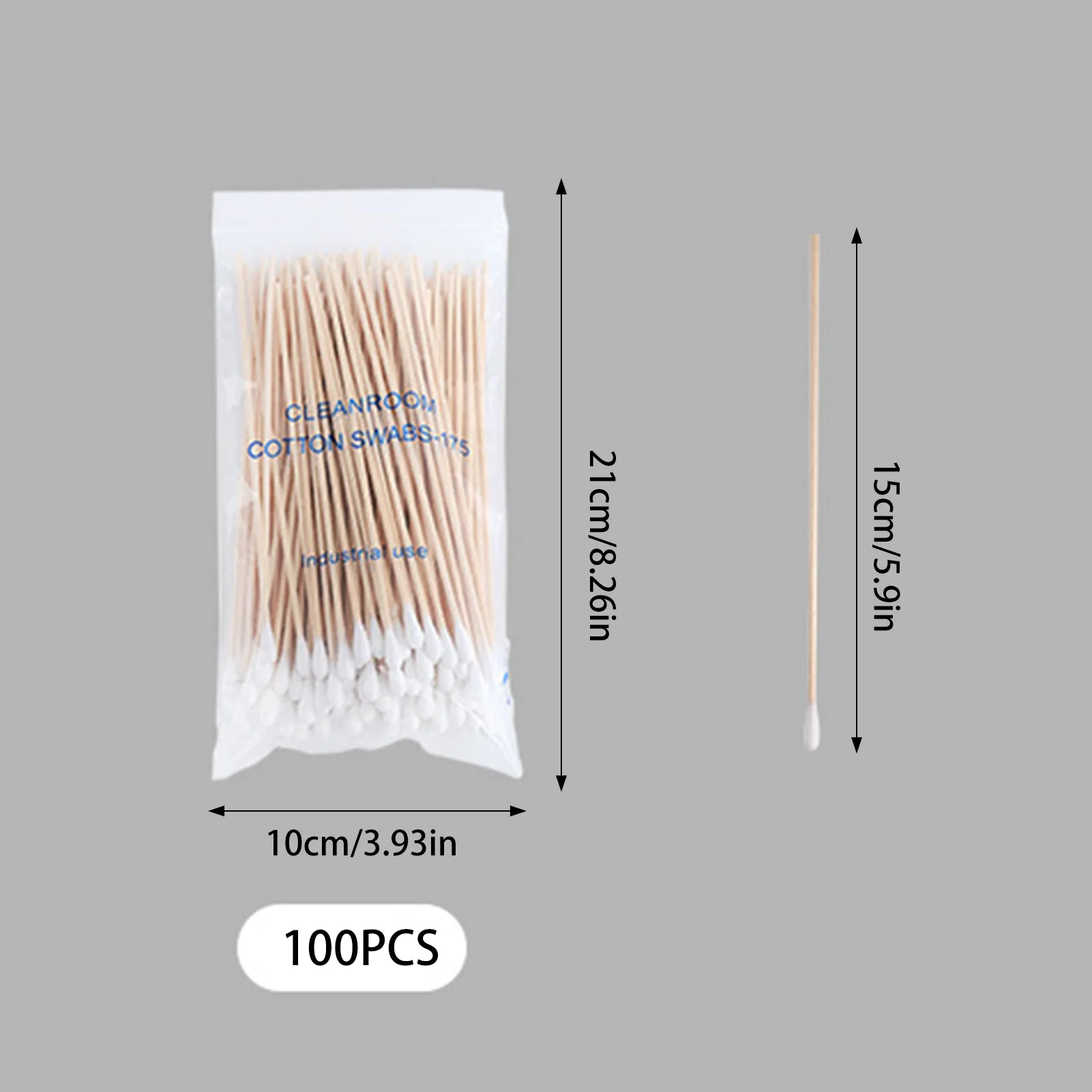 100–200 Stück Einweg-Wattestäbchen, 15 cm, Einzelkopf, lang, Holz, Industrie, Reinraum, Birken-Wattestäbchen zum Basteln, Make-up – Detail 4