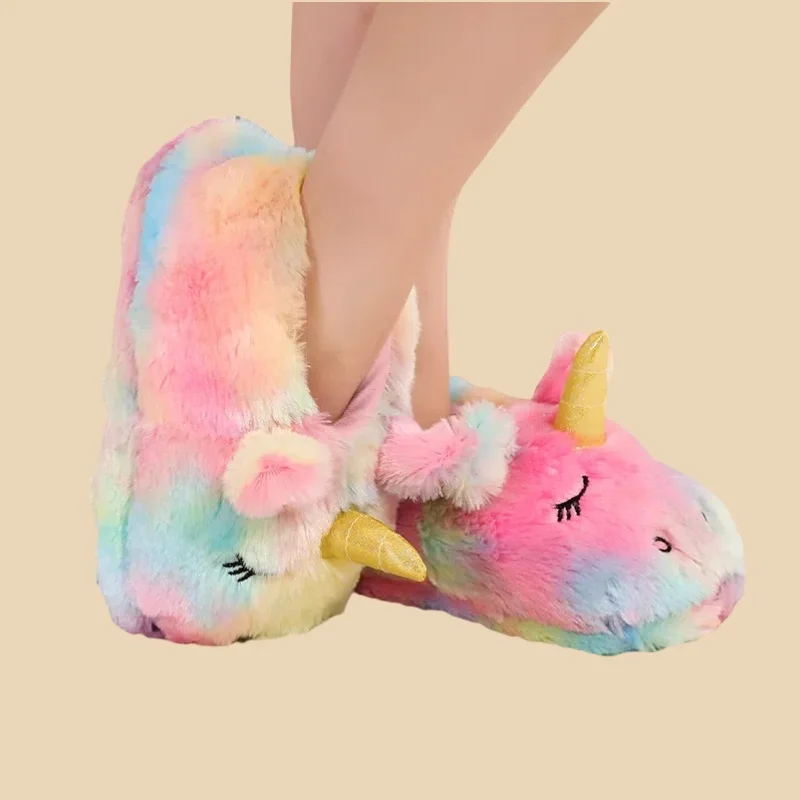 Girls Unicorn Slippers Cozy & Cute-Soft, Non-Slip Indoor Shoes with Cartoon Design, Perfect for Fall/Winter