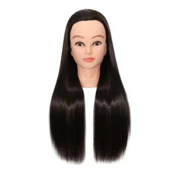 Testa di Manichino Sintetica per Adulti, Modello Creativo con Capelli Lunghi per Allenamento, Testa per Treccine e Acconciature Lisce, per Salone