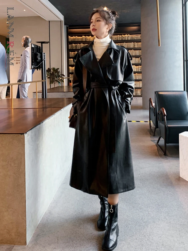 Long Black Leather Trench Coat Womens Women Trenchcoat Black Leather Fashion Aliexpress