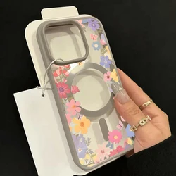Spring Blossom Floral Print Magnetic Phone Case Cover - iPhone 15 Plus (Gray)