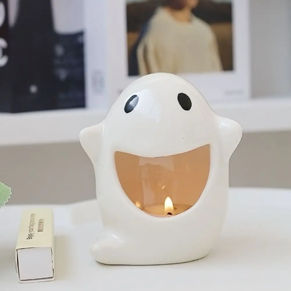 

Ceramic Ghost Candle Holder White Cute Warming Paws Tealight Candlestick Stand Handmade Small Kitten Candle Holder Home