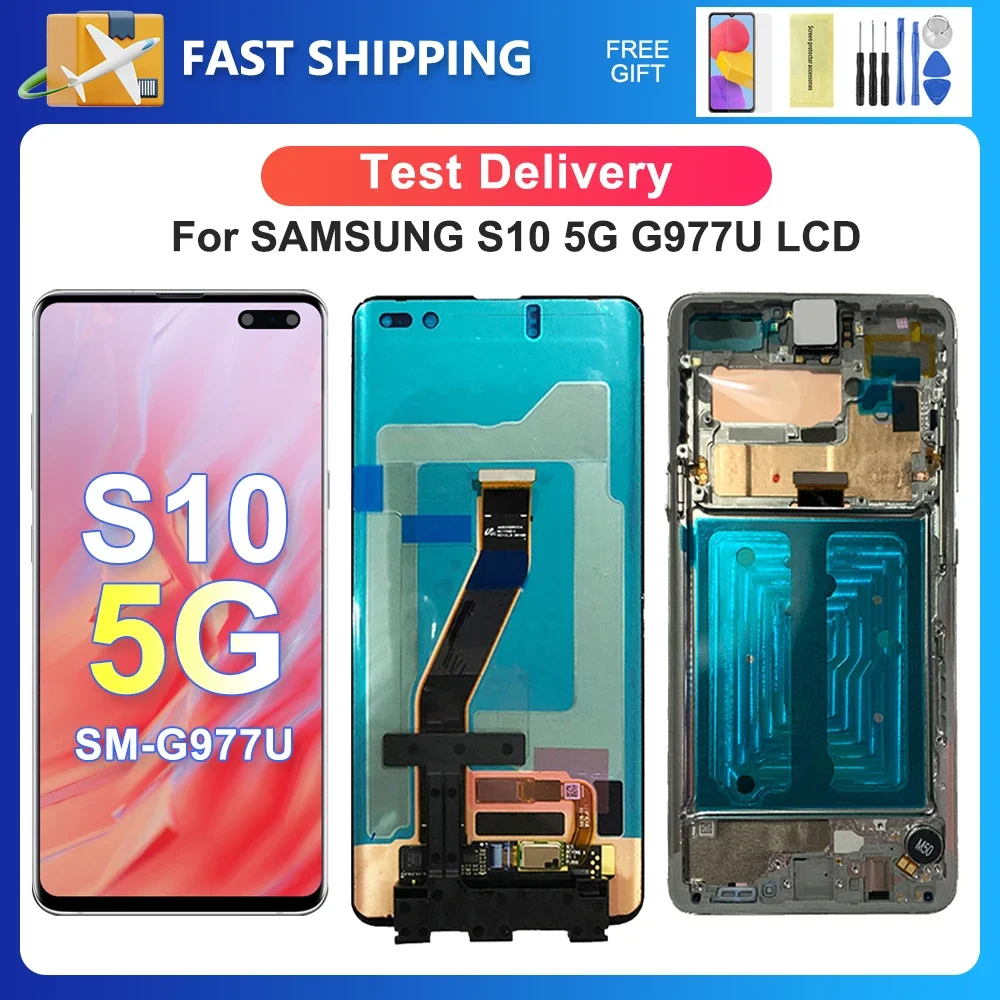 S10 5G pro Samsung 6.7''for oriové S10 5G G977U G977N G977B G9770 LCD displej dotek obrazovka digitizér spojování náhrada