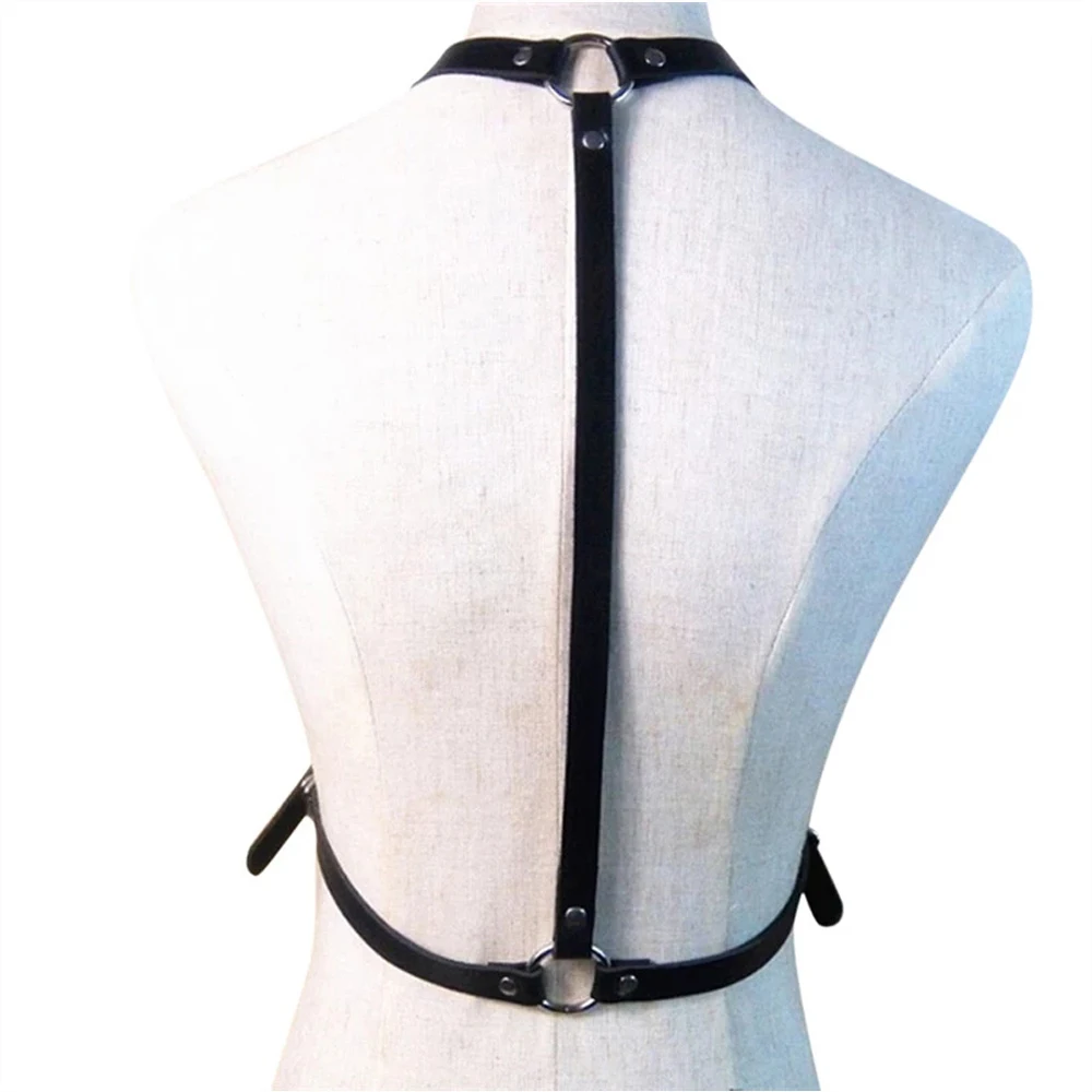 Leather Chest Harness Sexy Women Men Adjustable Leather Body Chest Harness Belt Punk Fancy Costume