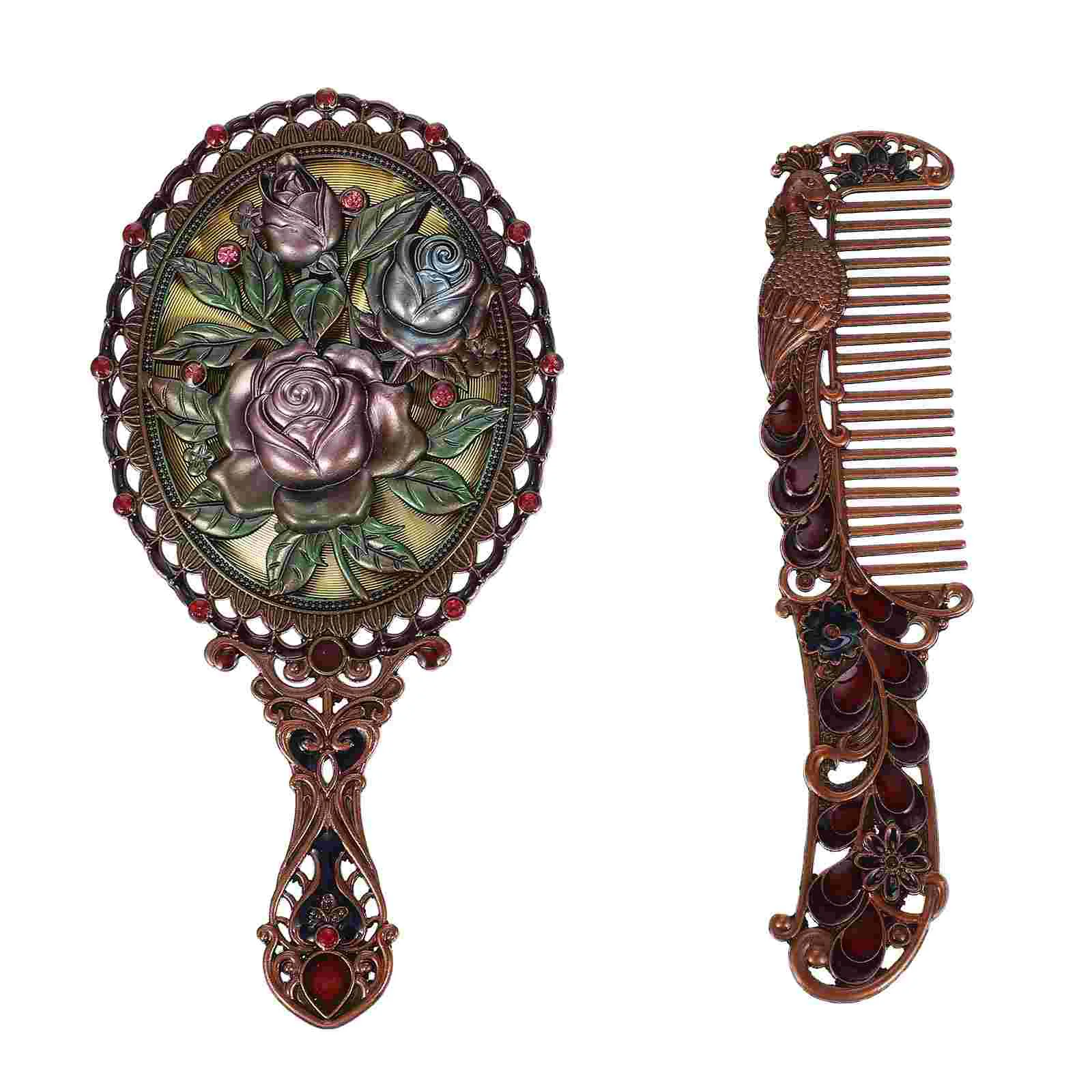 

1 Set of Vintage Design Mirror Unique Makeup Mirrors Portable Mirror Girl Mirror