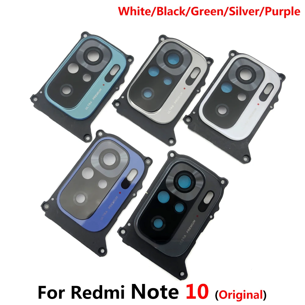 For Redmi Note 10S 10 Pro Rear Camera Glass Lens Cover With Frame Holder With Sticker Replacement Spare Parts