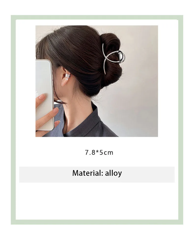 Neue modische Haarspange aus Metall für Damen, schlichte Kreuz-Krabben-Haarspange, elegante geometrische Haarspange für Pferdeschwänze, Damen-Haarspange zum Stylen – Detail 2