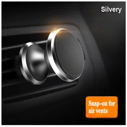 Enhanced Universal Magnetic Phone Holder with Air Vent Clip and 360 - Degree Adjustable Mount (Silver - 1pcs)