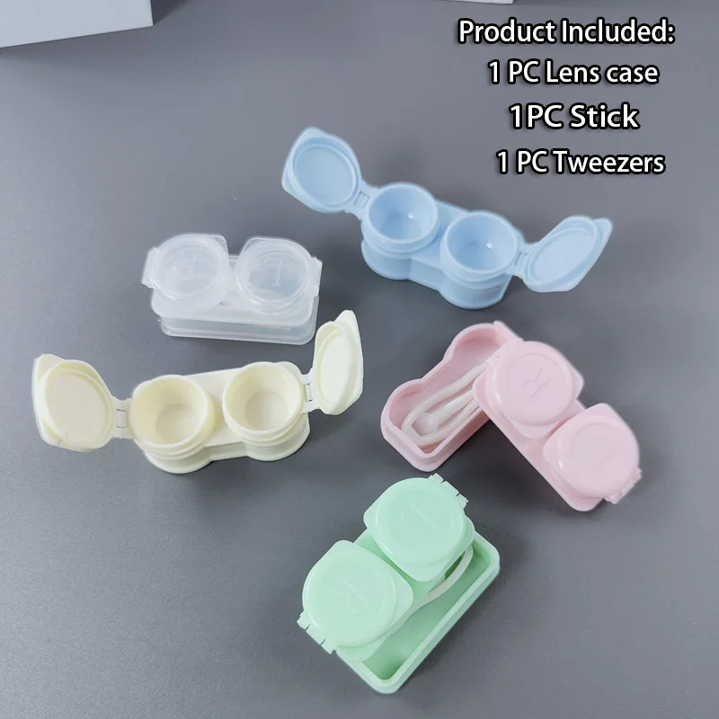 1 Set Colorful Mini Contact Lens Case Simple Easy To Carry Travel Contact Lens Box Eyes Care Container Kit Holder