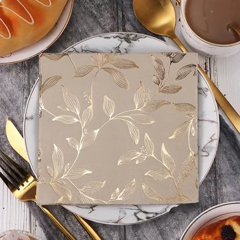 40/80 pz/set Lamina D'oro Foglia Tovagliolo festa di Compleanno raccolta Tovaglioli Da Tavola Del Partito Libero Caffè di Carta Bocca Panno Vassoio Da Pranzo Dell'hotel 1