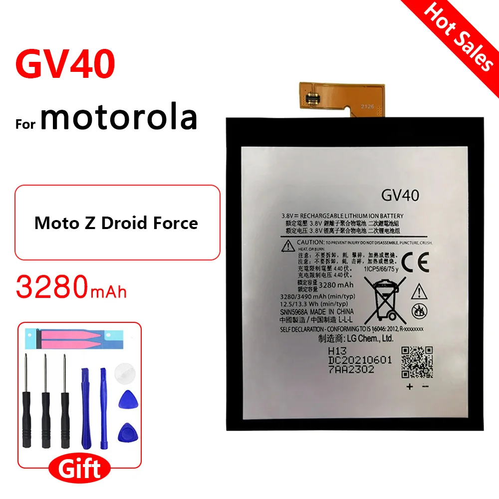 

Оригинальный Новый 3490mAh GV40 Сменный аккумулятор для Motorola Moto Z Droid Force XT1650-02 GV 40 Bateria