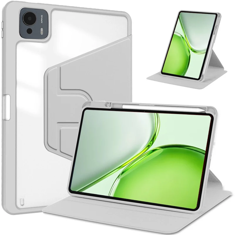 Enhanced Product Title: 360 Rotating Clear Acrylic Tablet Case with Pen Holder
