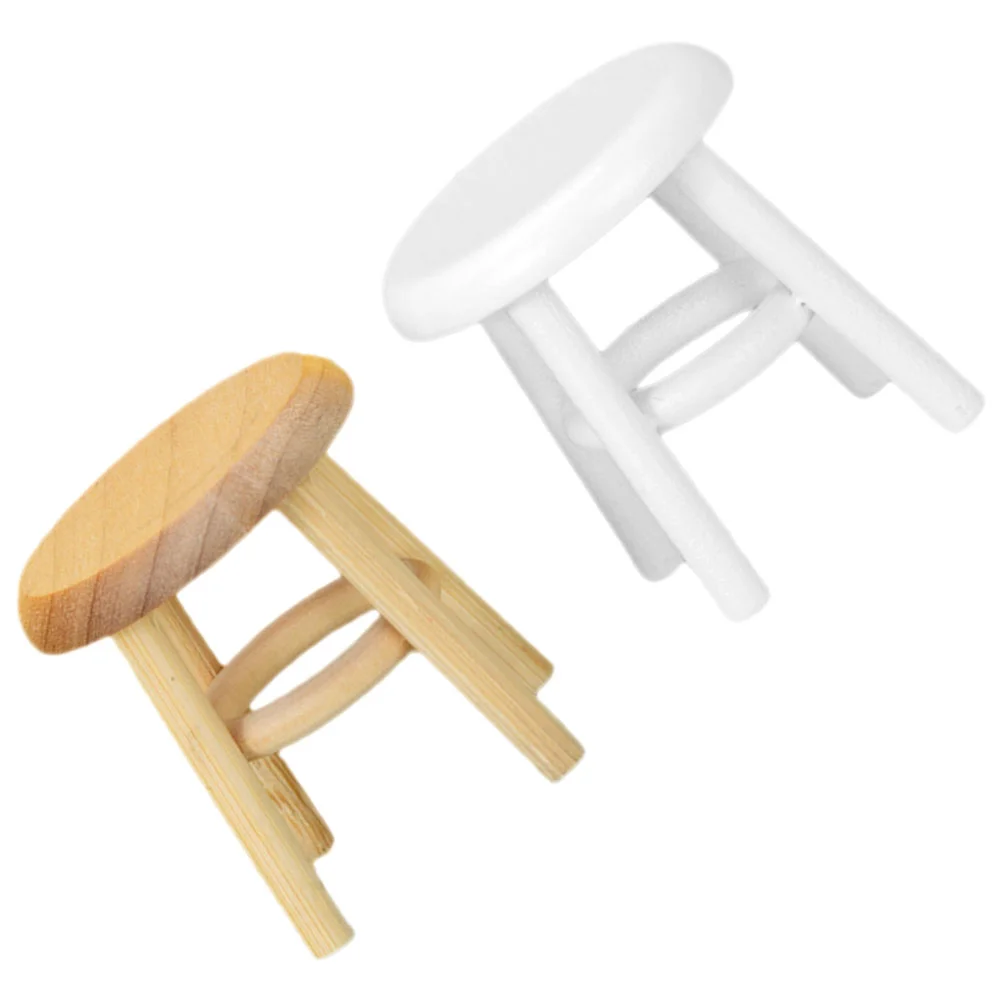

2pcs Cute Chair Models Mini Tall Stool Models House Miniature Furniture Decor