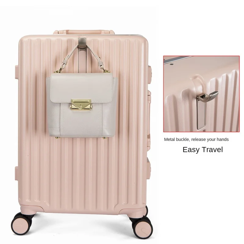 Large Capacity Aluminum Frame Men's Women Luggage Trolley Luggage High Aesthetic Lightweight Suitcase Password lock suitcase
