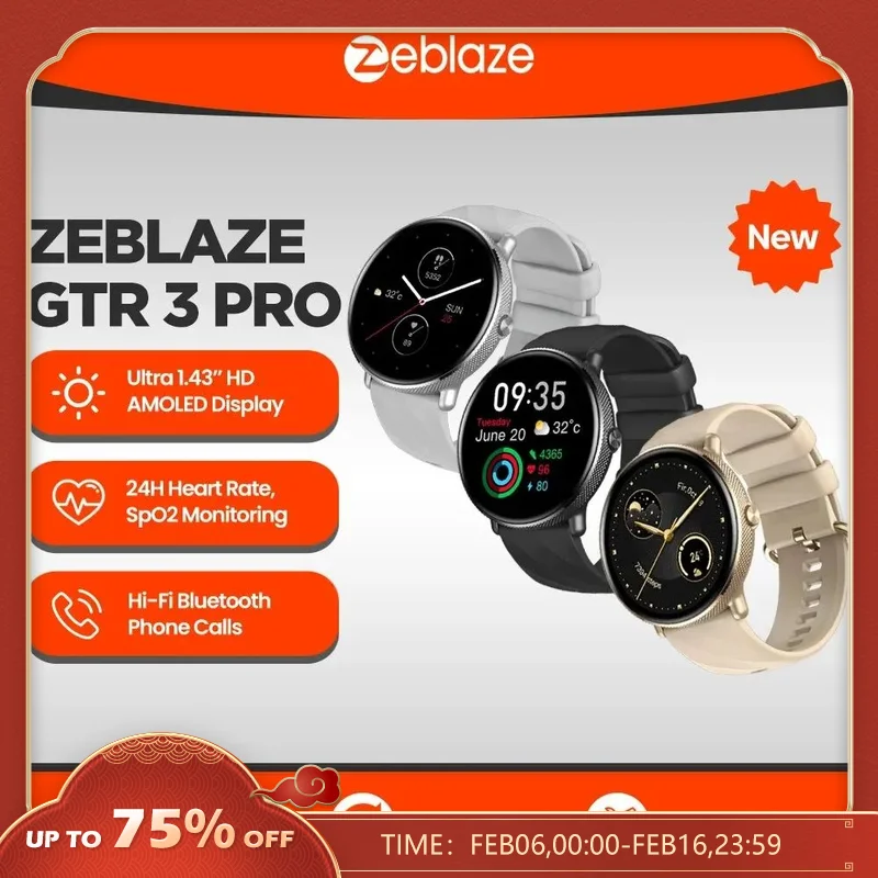 Zeblaze GTR 3 Pro Voice Calling Smart Watch 1.43" AMOLED Display 316L Stainless Steel Frame Fitness Tracking Smartwatch