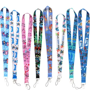 Anime Stitch Lanyard Neck Strap Cartoon Keychain for Pendant Key ID Badge Holder Key Ring Cord Hang Rope Lariat Accessory
