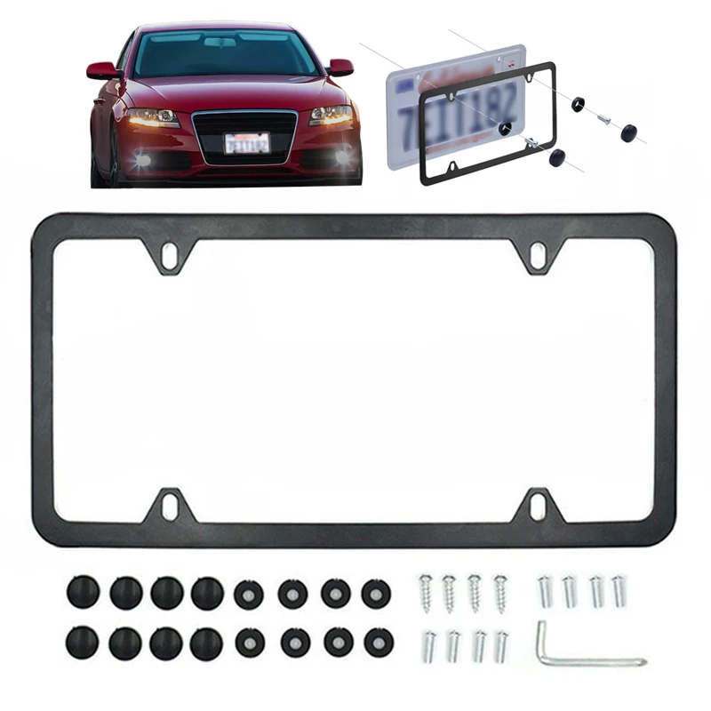 

Stainless Steel License Plate Frame Car Universal Metal License Plate Frame Label Cover for All American License Plates Auto