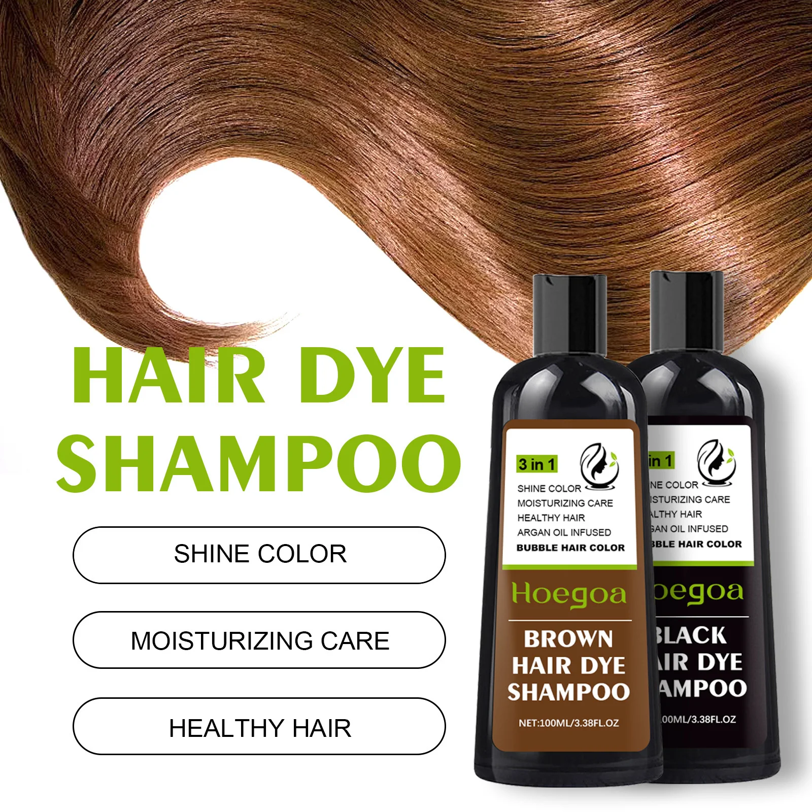 Hair Dyeing Shampoo 3-In-1 Deep Nourishing Hair Roots Repair Damage Hair Long Lasting Color Natural Organic Shampoo Hair Care 2