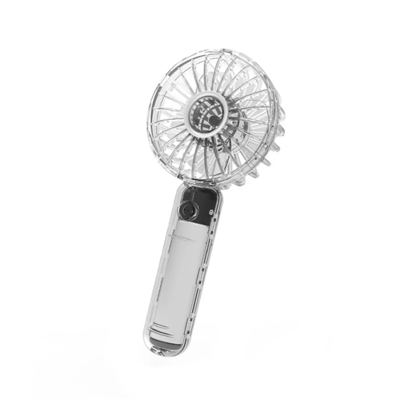 Mini Handheld Fan 2000Mah Transparent Shell 3 Gear Air Cooling USB Battery With Light