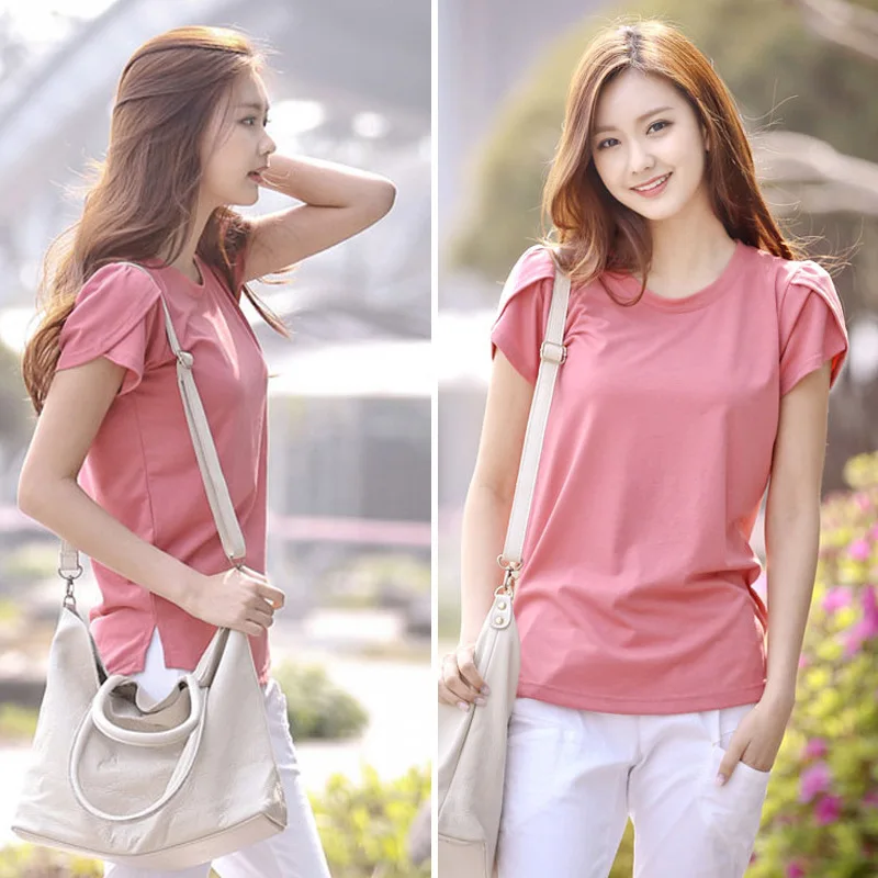 

Women T-shirt Summer Bottom Loose Top Round Neck Short Sleeve