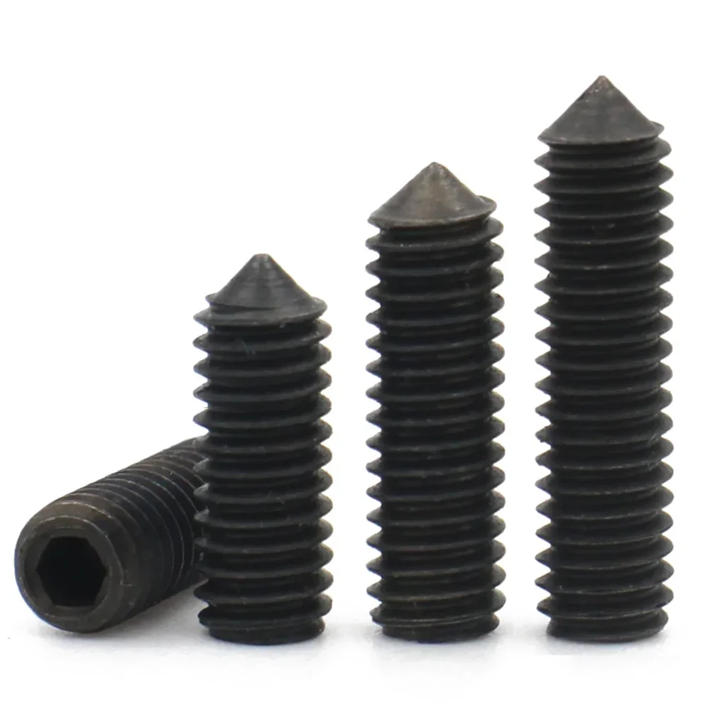 Socket cap head screw 10pcs grade 12.9 black carbon steel M2.5 M3 M4 M5 M6 M8 M10 hex hexagon socket cone point grub set screw tapered end bolt DIN914