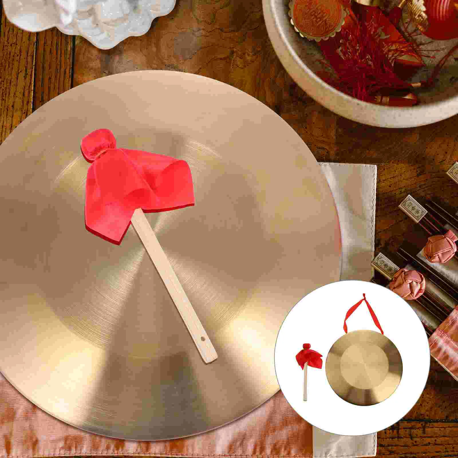 Chinese Gong Instrument 1 Set Practical Hand Gong Cymbal Chinese Gong Company Opening Golden