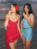Sexy Ruffle Sling Dress Women Red Beach Sleeveless Backless Mini Female Dresses 2025 Spring Summer Lady Vacation Party Robe 6